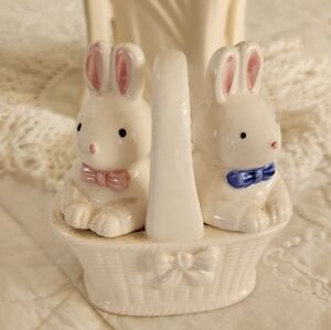 Bunny Salt & Pepper Shakers In Basket